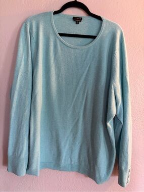 Talbots Seafoam Scoop Neck Cashmere Lightweight Sweater plus SZ 3X